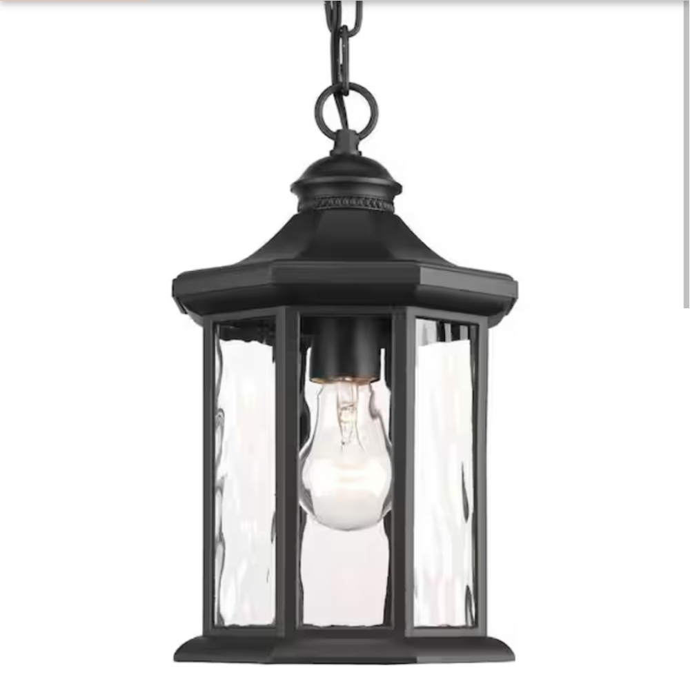 Progress Lighting Edition Collection 1-Light Textured Black Clear Water Glass T